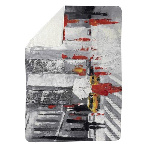 Kd Cuna 60 x 80 in. Abstract Cloudy City Street-Sherpa Fleece Blanket - KD2791073