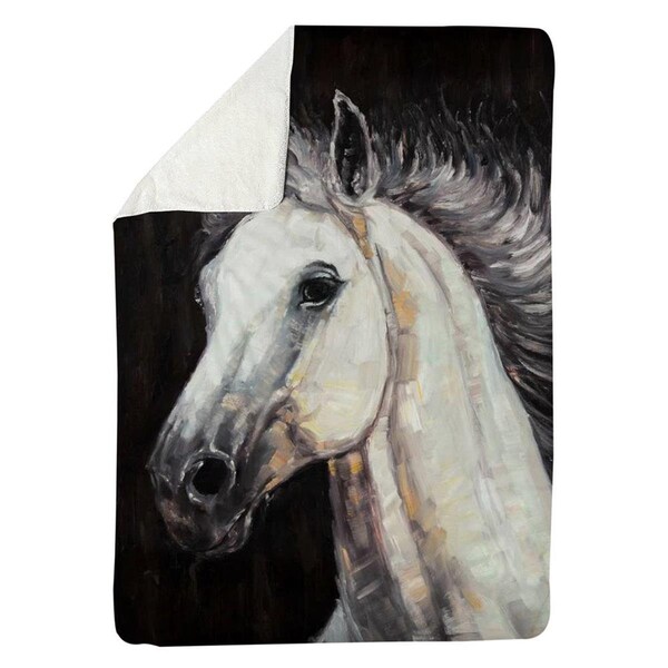 Kd Cuna 60 x 80 in. White Star Horse-Sherpa Fleece Blanket - KD2787903