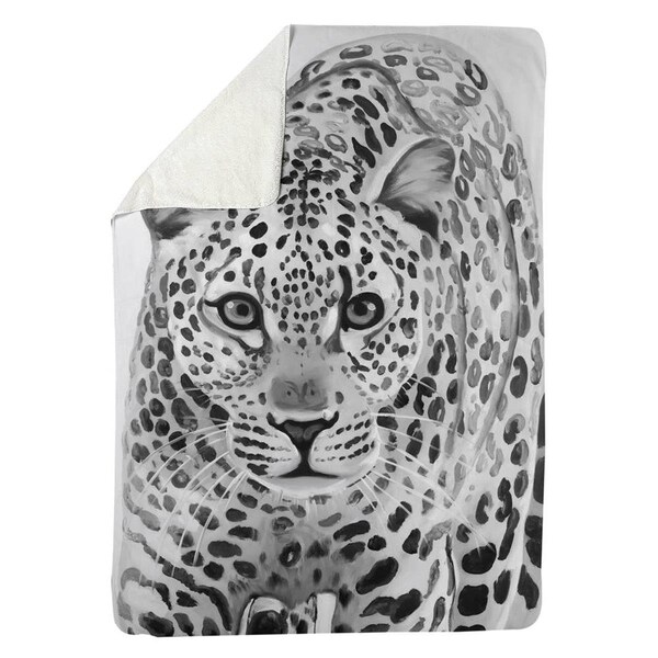 Begin Home Decor 60 x 80 in. Leopard Ready to Attack-Sherpa Fleece Blanket - 5545-6080-AN244