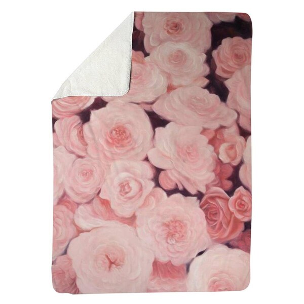 Kd Cuna 60 x 80 in. Pink Flower Field-Sherpa Fleece Blanket - KD2789922