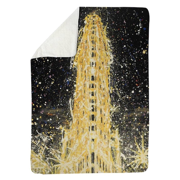 Begin Home Decor 60 x 80 in. Abstract Flatiron Building-Sherpa Fleece Blanket - 5545-6080-CI304