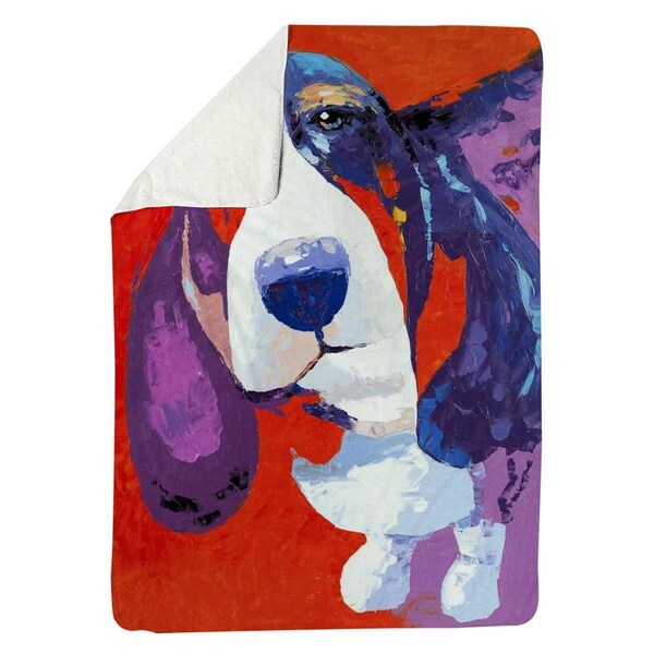 Begin Home Decor 60 x 80 in. Abstract Colorful Basset Dog-Sherpa Fleece Blanket - 5545-6080-AN83