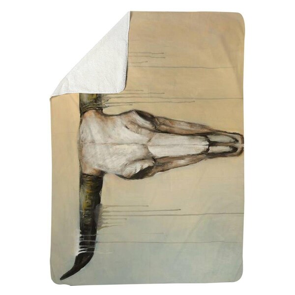 Kd Cuna 60 x 80 in. Bull Skull-Sherpa Fleece Blanket - KD2790200