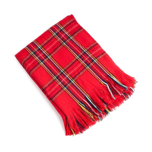 Rlm Distribution SARO  Classic Red Plaid Woven Throw Blanket  Red - HO2657862