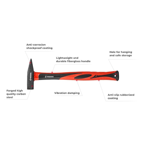 Intertool Cross Peen Hammer, 10.5 oz., 11 in. Fiberglass Handle - HT08-0203