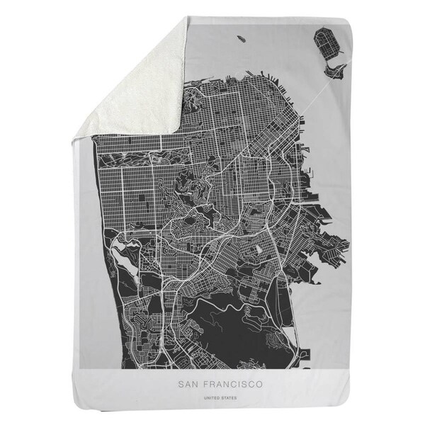 Kd Cuna 60 x 80 in. San Francisco Graphic Map-Sherpa Fleece Blanket - KD3329960