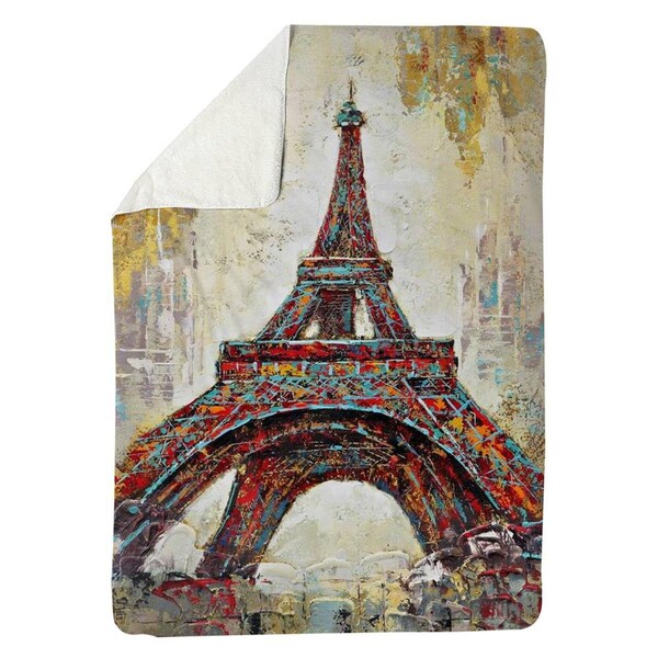 Kd Cuna 60 x 80 in. Abstract Eiffel Tower-Sherpa Fleece Blanket - KD2789965