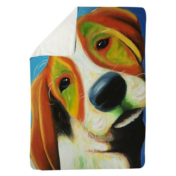 Kd Cuna 60 x 80 in. Colorful Beagle Dog-Sherpa Fleece Blanket - KD2791122