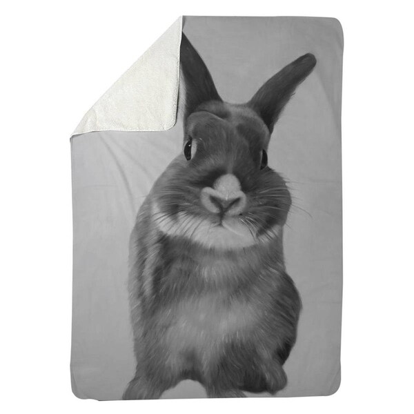 Kd Cuna 60 x 80 in. Funny Grey Rabbit-Sherpa Fleece Blanket - KD2792441