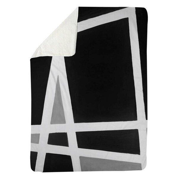 Kd Cuna 60 x 80 in. Black & White Abstract Shapes-Sherpa Fleece Blanket - KD2786677