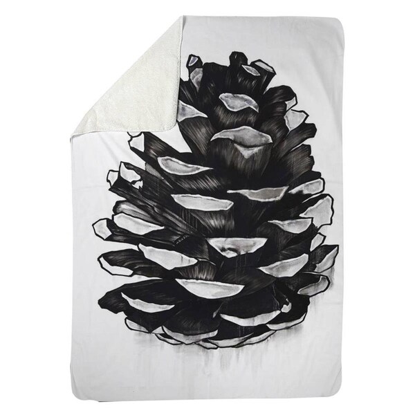 Begin Home Decor 60 x 80 in. Pine Cone-Sherpa Fleece Blanket - 5545-6080-MI99