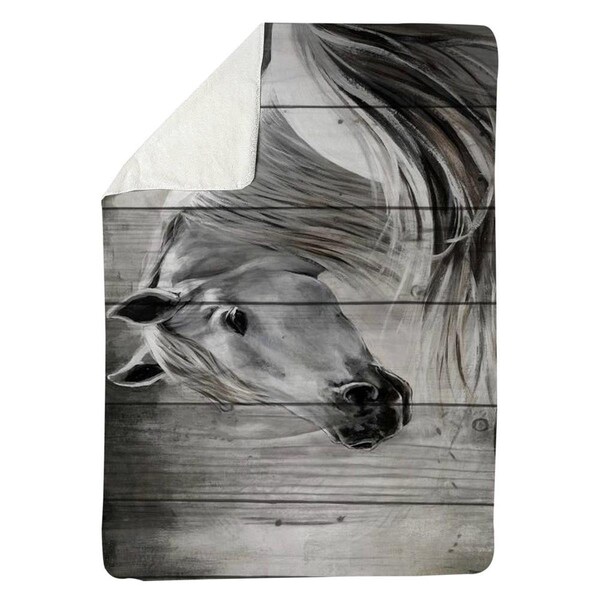 Begin Home Decor 60 x 80 in. Rustic Horse-Sherpa Fleece Blanket - 5545-6080-AN10