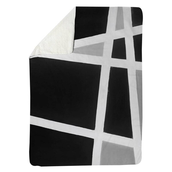 Kd Cuna 60 x 80 in. Black & White Abstract Lines-Sherpa Fleece Blanket - KD2789882