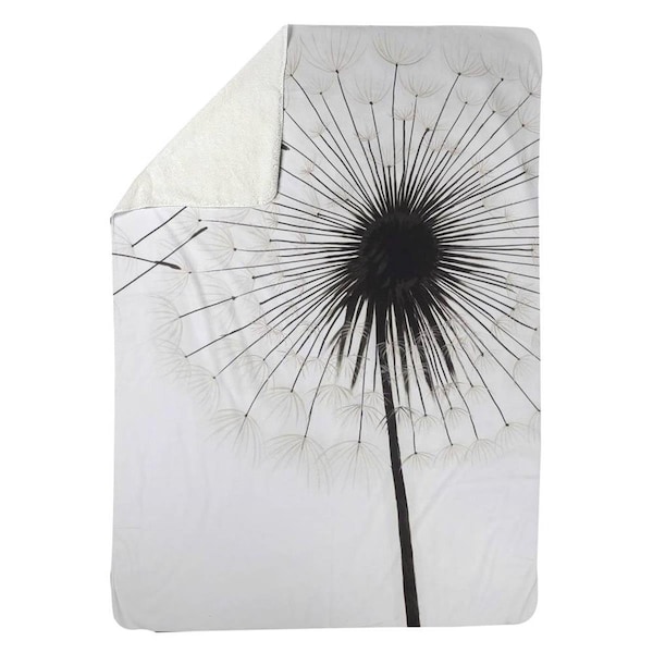 Begin Home Decor 60 x 80 in. Silhouette of Dandelion-Sherpa Fleece Blanket - 5545-6080-FL189