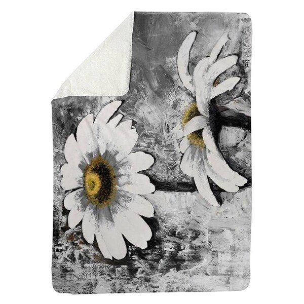 Kd Cuna 60 x 80 in. Abstract Daisies Flowers-Sherpa Fleece Blanket - KD2791023