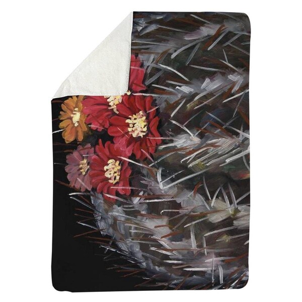 Kd Cuna 60 x 80 in. Mammillaria Cactus In Bloom-Sherpa Fleece Blanket - KD2788960