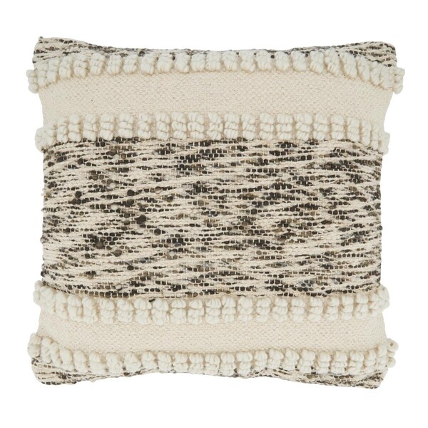 Saro 18 in. Woven Textured Square Throw Pillow Cover, Ivory - 1677.I18SC