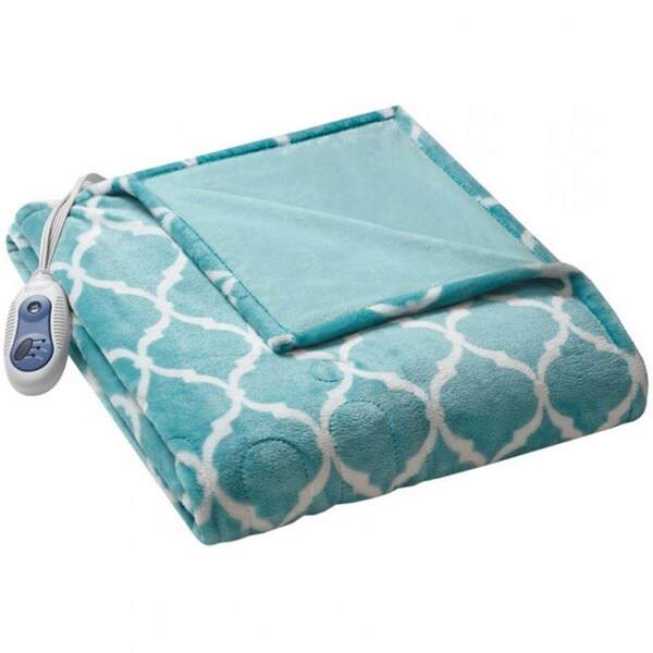 Beautyrest 60 x 70 in. Heated Ogee Throw - Aqua - BR54-0539