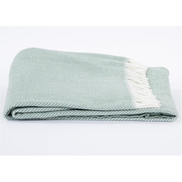 Palacedesigns Seaglass Green & White Dreamy Soft Herringbone Throw Blanket - PA3096080
