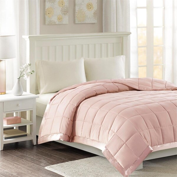 Madison Park All Season Hypoallergenic Microfiber Down Alternative Blanket with 3M Scotchgard, Blush - King Size - MP51-5156