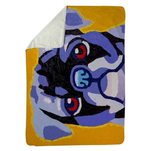 Begin Home Decor 60 x 80 in. Flash The Pug-Sherpa Fleece Blanket - 5545-6080-AN85