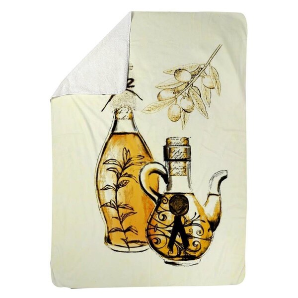 Kd Cuna 60 x 80 in. Two Bottles of Olive Oil-Sherpa Fleece Blanket - KD2786879
