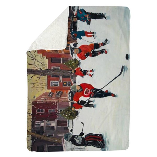 Begin Home Decor 60 x 80 in. Young Hockey Players-Sherpa Fleece Blanket - 5545-6080-SP67
