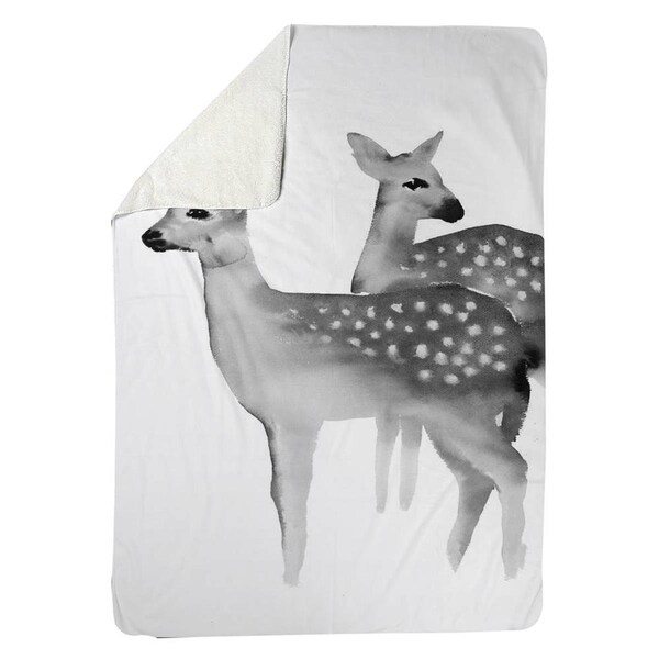 Kd Cuna 60 x 80 in. Faon Black & White-Sherpa Fleece Blanket - KD2791055