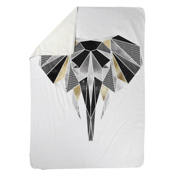 Begin Home Decor 60 x 80 in. Geometric Elephant-Sherpa Fleece Blanket - 5545-6080-AN476