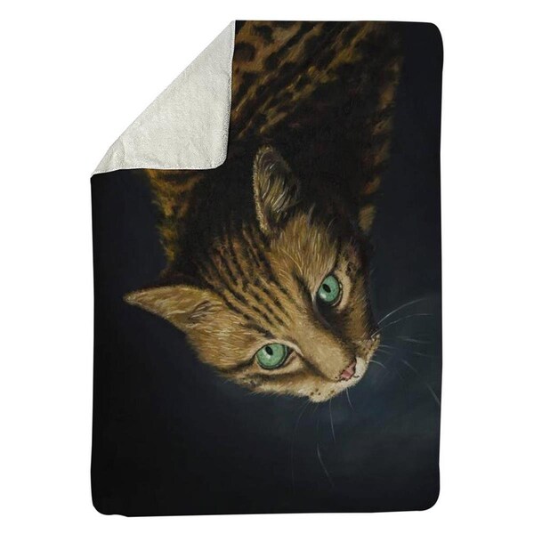Begin Home Decor 60 x 80 in. Bengal Cat-Sherpa Fleece Blanket - 5545-6080-AN494