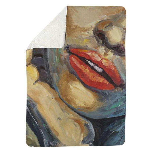Begin Home Decor 60 x 80 in. Irresistible Lips Closeup-Sherpa Fleece Blanket - 5545-6080-FI49