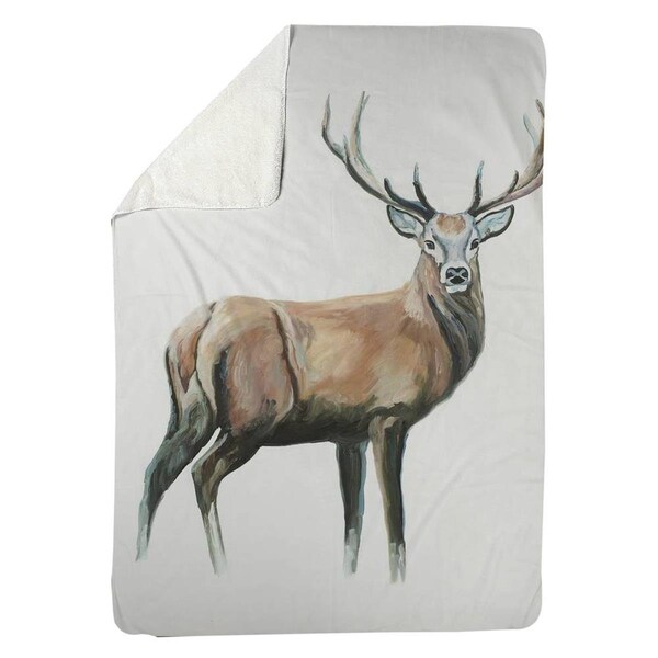 Begin Home Decor 60 x 80 in. Deer-Sherpa Fleece Blanket - 5545-6080-AN180