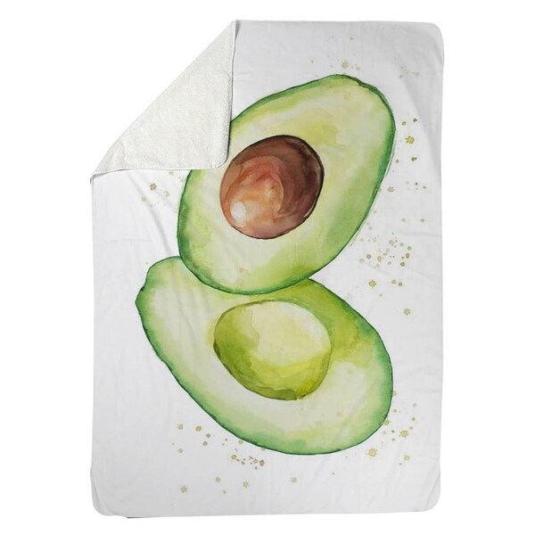 Begin Home Decor 60 x 80 in. Watercolor Open Avocado-Sherpa Fleece Blanket - 5545-6080-GA80