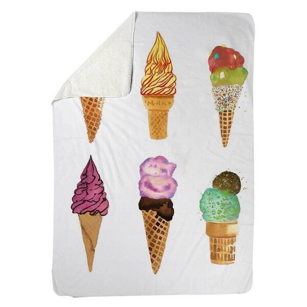 Kd Cuna 60 x 80 in. Ice Cream Cones-Sherpa Fleece Blanket - KD2787499