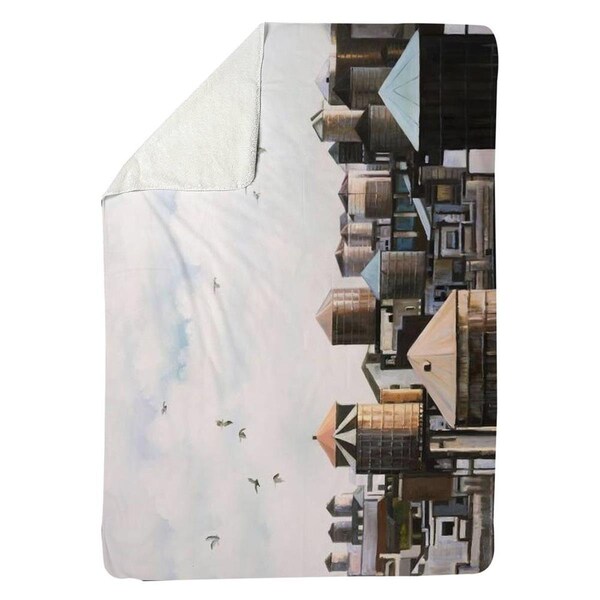 Kd Cuna 60 x 80 in. Water Towers with Birds-Sherpa Fleece Blanket - KD3333376