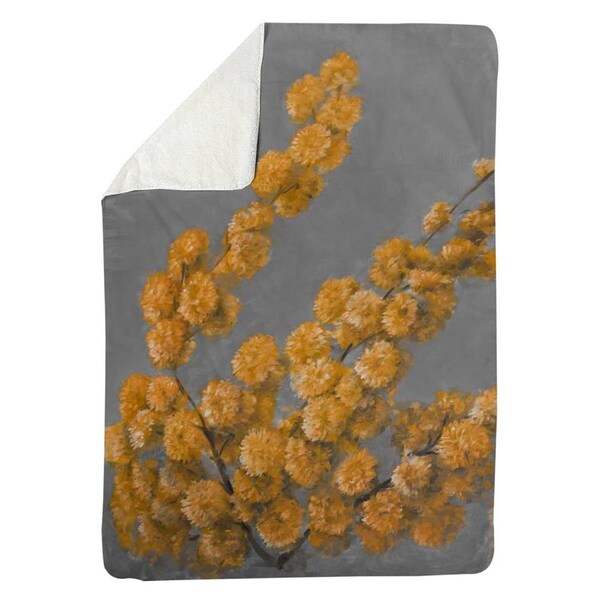 Begin Home Decor 60 x 80 in. Golden Wattle Plant-Sherpa Fleece Blanket - 5545-6080-FL141