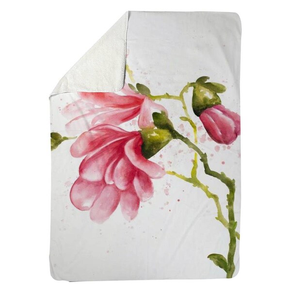 Kd Cuna 60 x 80 in. Magnolia Flowers-Sherpa Fleece Blanket - KD2786714