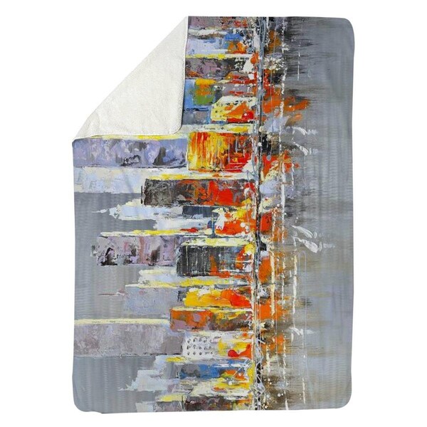 Begin Home Decor 60 x 80 in. Color Splash Cityscape-Sherpa Fleece Blanket - 5545-6080-CI41