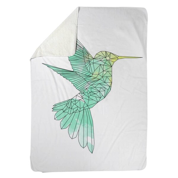 Kd Cuna 60 x 80 in. Geometric Hummingbird-Sherpa Fleece Blanket - KD2787957