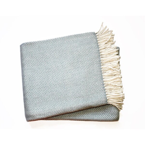 Palacedesigns Sky Blue & White Dreamy Soft Herringbone Throw Blanket - PA3101018