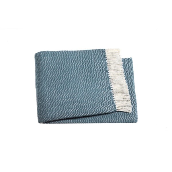 Palacedesigns Aqua Blue & White Dreamy Soft Herringbone Throw Blanket, Lagoon - PA3097704