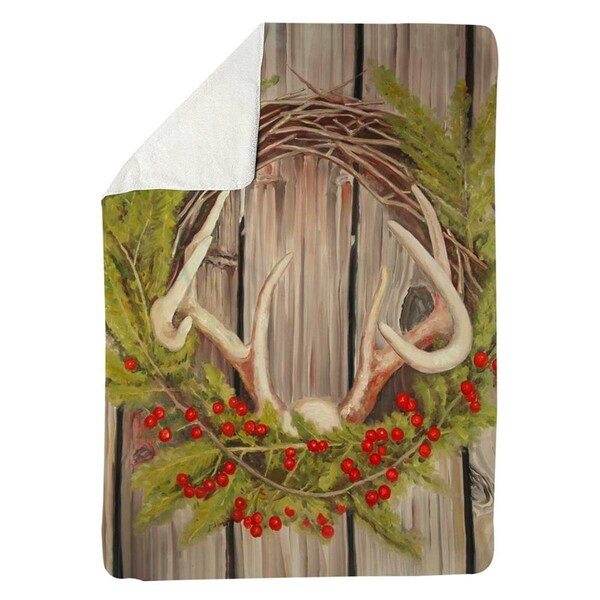Begin Home Decor 60 x 80 in. Christmas Wreath with Panache-Sherpa Fleece Blanket - 5545-6080-HO11