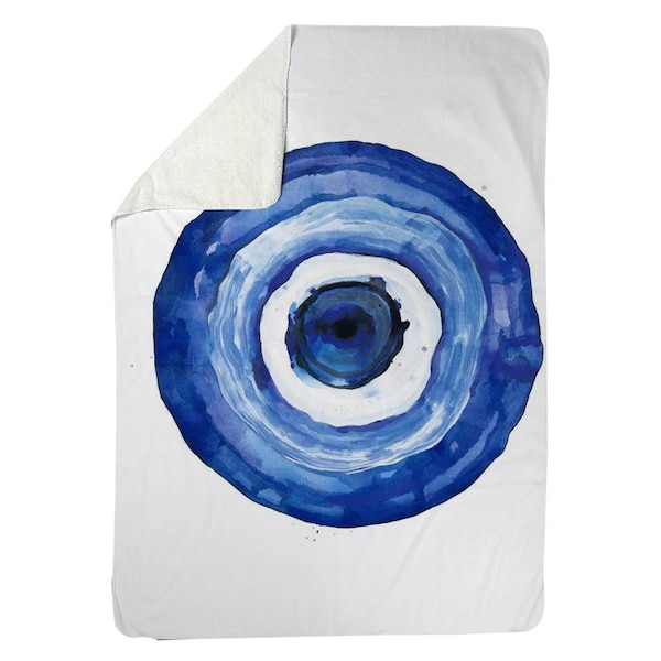 Kd Cuna 60 x 80 in. Erbulus Blue Evil Eye-Sherpa Fleece Blanket - KD2786012