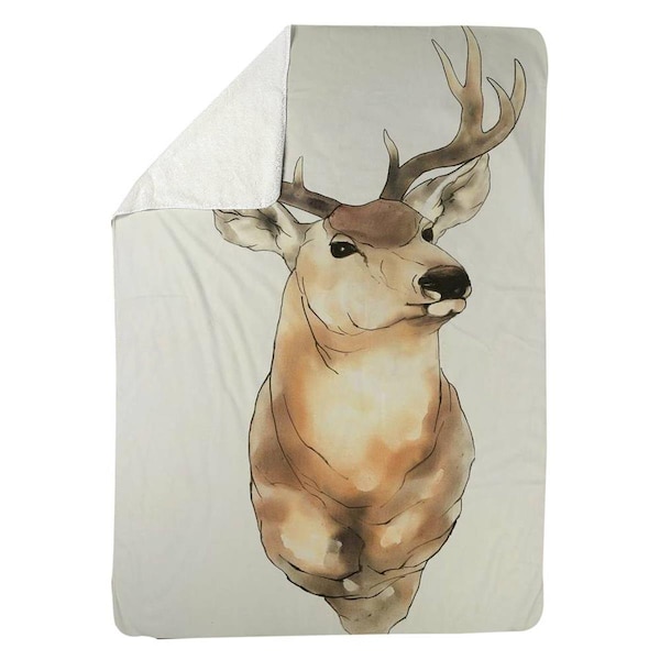 Kd Cuna 60 x 80 in. Deer Portrait-Sherpa Fleece Blanket - KD2791121