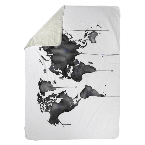 Kd Cuna 60 x 80 in. Watercolor World Map-Sherpa Fleece Blanket - KD2786702