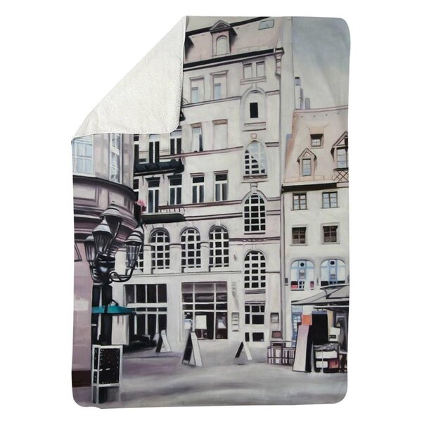 Kd Cuna 60 x 80 in. Street Scene In Germany-Sherpa Fleece Blanket - KD3334989