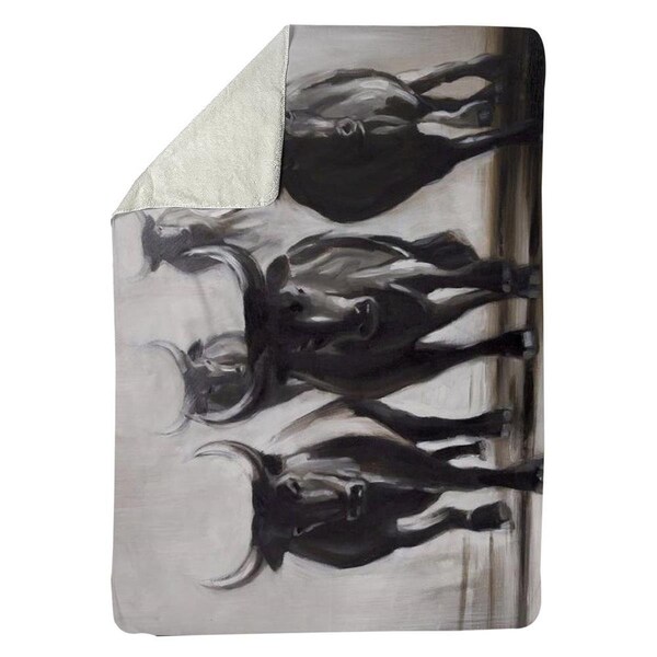 Begin Home Decor 60 x 80 in. Running Fierce Bulls-Sherpa Fleece Blanket - 5545-6080-AN133