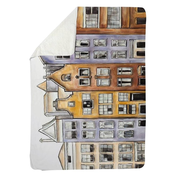 Begin Home Decor 60 x 80 in. Amsterdam Houses Hotel-Sherpa Fleece Blanket - 5545-6080-CI261