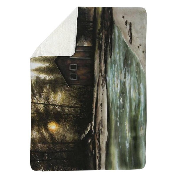Begin Home Decor 60 x 80 in. Cabin in the Forest-Sherpa Fleece Blanket - 5545-6080-LA189