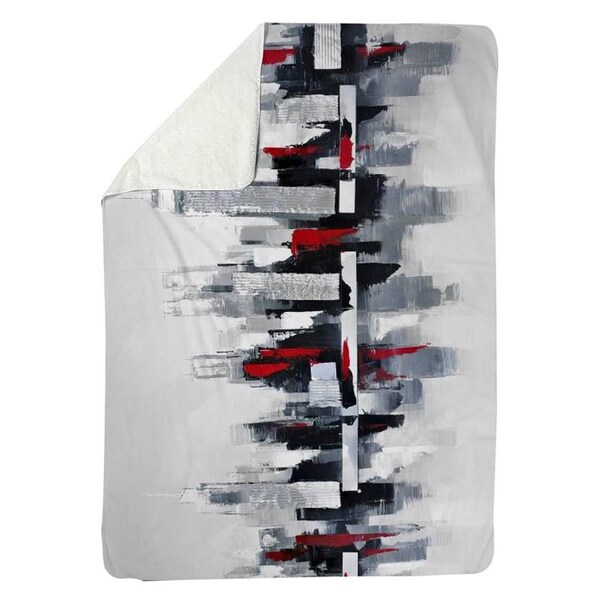 Kd Cuna 60 x 80 in. Grey & Red Cityscape-Sherpa Fleece Blanket - KD2789966